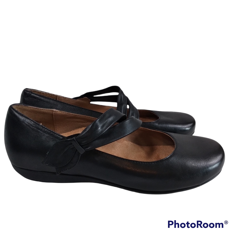 Abeo BioSystem Black Leather Talia Women's Mary Janes Flats Shoes Sz 6.5N